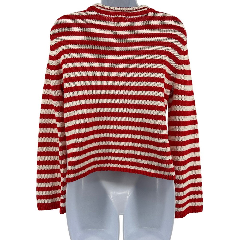 Striped Roll Neck Sweater Preppy Coastal Holiday Nautical Womens S Red White - Picture 2 of 7